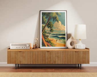 Retro Surf Poster: Vintage-Style Beach Travel Print