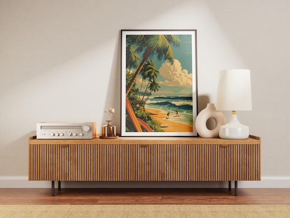 Retro Surf Poster: Vintage-Style Beach Travel Print