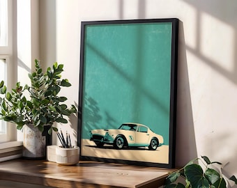 Retro Car Art Print: Mid-Century Modern Auto Illustration
