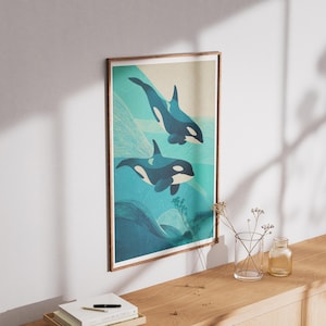 Orca Poster – Whale Print – Ocean Wall Art – Killer Whale Poster – Nautical Home Decor – Ocea Print – Coastal Wall Art – Sea Animal Poster