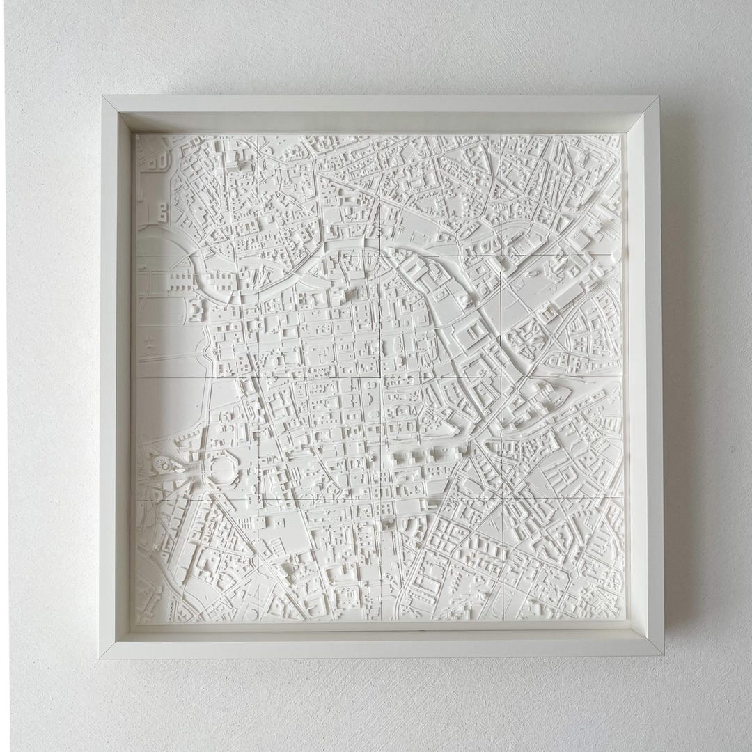 City Map Frame 3d-printed City Map With Object Frame for Wall Mounting - Etsy