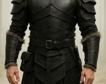Handmade Black Leather Armor Set: Medieval Renaissance Cosplay