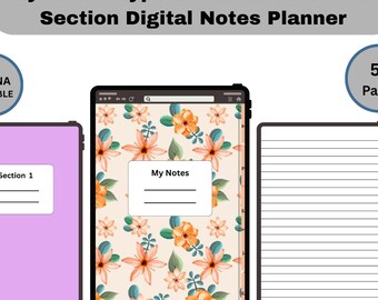 My Notes Hyperlinked Notebook • 5-Section PDF • 8.5×11 Instant Download