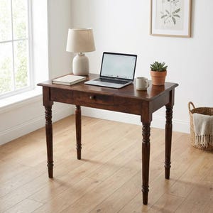 Bureau en bois de manguier avec tiroir – Bureau de style français pour petits espaces | Stock UE