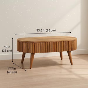 Solid Wood Coffee Table with Lift-Top Storage and Nordic Legs image 5