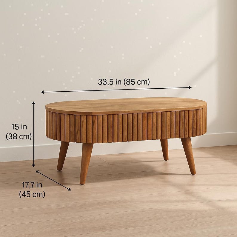Solid Wood Coffee Table with Lift-Top Storage and Nordic Legs image 5