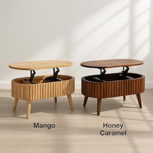 Solid Wood Coffee Table with Lift-Top Storage and Nordic Legs image 4