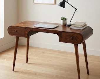 Chestnut Writing Desk – Solid Mango Wood with 2 Drawers