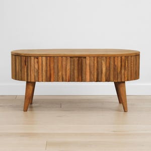 Solid Wood Coffee Table with Lift-Top Storage and Nordic Legs Mango