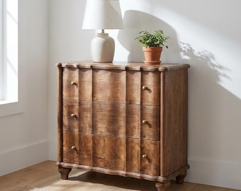 Cómoda de madera maciza con 3 cajones – Acabado almendra tostada/lavado ácido