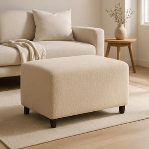 Cream Bouclé Ottoman – Soft Upholstered Footrest & Accent Seat