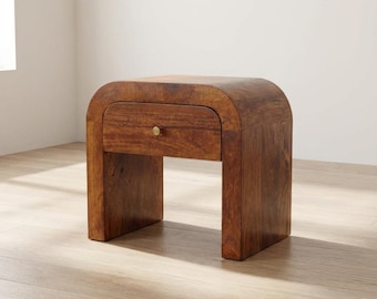 Solid Wood Nightstand: Chestnut & Mango Finish with Drawer