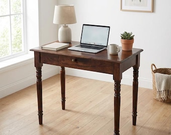 Mango Wood Writing Desk - Compact French Design with Drawer