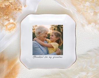 Personalized Photo Ring Dish, Photo Gifts for Mothers Day Gift, Grandma Jewelry Dish, Custom Photo Gift for Grandma, Photo Trinket Dish