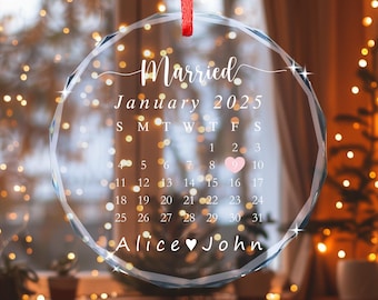 Adorno personalizado para compromiso 2026, adorno para casamiento, adorno con fecha de boda, calendario redondo, regalo personalizado para recién casados, recuerdo de boda