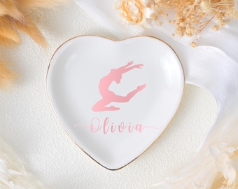 Personalized Gymnastics Ring Dish, Custom Gymnastics Ceramic Jewelry Dish, Gymnast Girl Gift, Sports Lover, Gymnast Team Gift