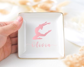 Personalized Gymnastics Ring Dish, Custom Dance Girl Ceramic Jewelry Dish, Gymnast Girl Gift, Sports Lover, Gymnast Team Gift
