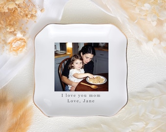 Personalized Photo Ring Dish, Photo Gifts for Mothers Day Gift, Mom Jewelry Dish, Gift for Her, Photo Trinket Dish