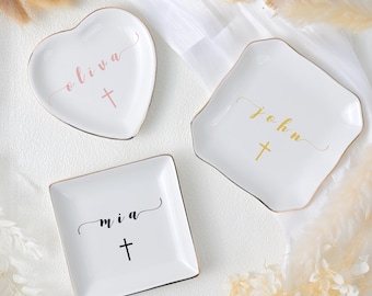 Personalized Christian Ring Dish, Custom Bible Verses Tray, Religious Gift for Women, Ceramic Trinket Tray