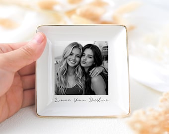 Personalized Best Friend Photo Ring Dish, Custom Trinket Tray, Jewelry Dish Gift for Bestie, FFB Keepsake