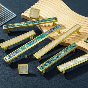 Sea Shell Drawer Pulls: Solid Brass Cabinet Knobs handles,Square Kitchen Handle Art Decor