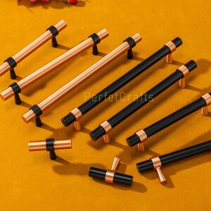 Miedziano-czarne uchwyty do szafek kuchennych, gałki do szuflad, uchwyty do komód, okucia do mebli artystycznych