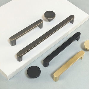 ソリッドブラスキャビネットノブハンドル、コーヒーブロンズ引き出し取っ手、ブラックキッチンドアハンドルハードウェア
