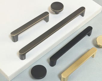 Solid Brass Cabinets Knobs Handles  , Coffee Bronze Drawer pulls ,Black kitchen door handle Hardware