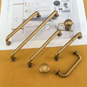 Aged Brass Cabinet door handles : Retro Drawer Pulls Knobs ,Antique door knob handle