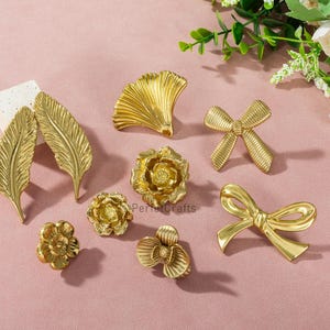 Solid Brass Flower Dresser Drawer Knobs pulls  ,Gold Cabinet handle Knob: unique knobs