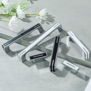 Black White Drawer Pulls  : Modern Cabinet Handles, kitchen door knobs and pulls ,Furniture hardware
