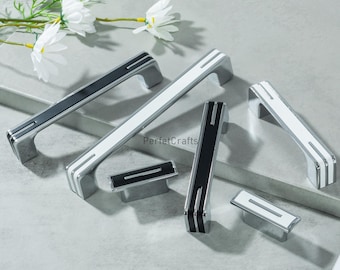 Black White Drawer Pulls  : Modern Cabinet Handles, kitchen door knobs and pulls ,Furniture hardware