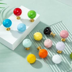 Candy Ball Ceramic Cabinet Knobs Pulls - Pink Green Blue Drawer knob - Colorful handles Hardware