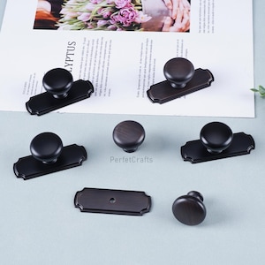 Black Cabinet Knob with plate  : Oil Rubbed Bronze Drawer Knobs ,Antique door knob handle