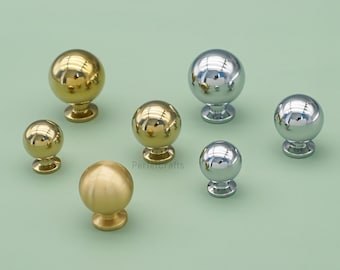 Massief messing bolvormige kastknop: goud, chroom ladekastladetrekker