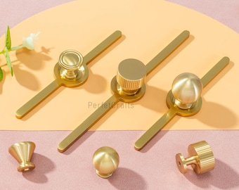 Massive Messingknöpfe mit Rückplatte, Gold Dresser Knob: Schrankknauf, einzigartiger Schubladengriff