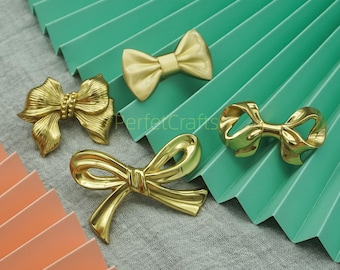 MorningRo 8 Pcs Gold Bow Drawer Knobs Matel Bow Knobs For Dresser Vintage Dresser Handles Pulls - View #4