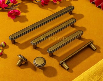 Antiek messing ladegrepen: zinklegering kastgrepen knoppen, vintage keukendeurgrepen