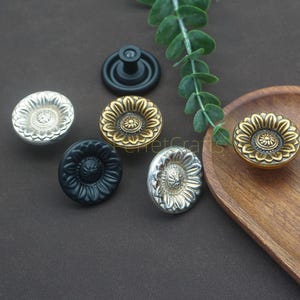 Perillas de tocador de latón antiguo: herrajes retro plateados y negros para gabinetes