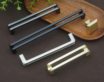 Modern Zinc Alloy Cabinet Hardware: Brushed Brass, Black, Gray Drawer Pull