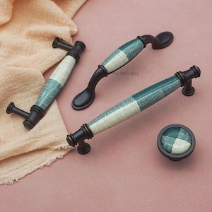 Amerikanska keramiska lådknoppar: Vita gröna skåphandtag, köksdörrknoppar