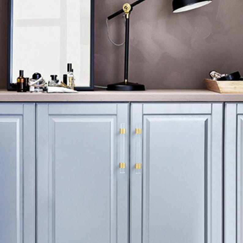 customizable Acrylic Cabinet knobs Pulls : Black Brass Chrome Drawer handles , Bathroom door pull Hardware image 12
