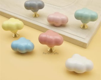 Cloud Cabinet Knobs - Colorful Ceramic Drawer knob for Kids room ,Unique Pulls handles Hardware