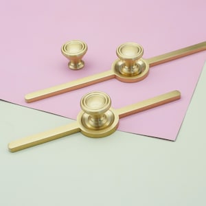 Pomos de latón macizo con placa posterior, pomo dorado para cómoda: tirador para armario, asa de cajón única imagen 5