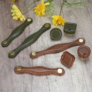 Brauner Lederschrank Griff: Dunkelgrüne Schubladenknäufe Pulls Hardware