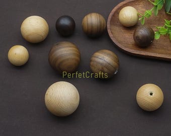 Boutons de tiroir à bille en bois : poignées de meuble en hêtre noyer, boutons de commode