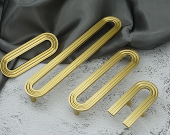 Solid Brass Cabinet Pulls Knobs: Chrome Drawer handles -  Unique Kitchen Cabinets door pulls