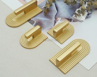 Brass Cabinet handles with back plate : Gold Drawer knobs pulls ,Unique kitchen handles hardware
