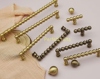 Massiver Messing Perlenknauf: Gold Schrankgriffe, einzigartige Messingknöpfe