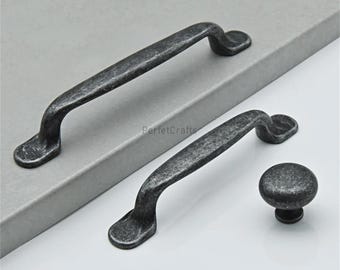Antique Brass Cabinet handles : Aged Silver Drawer knobs pulls , Zinc Alloy kitchen door handles hardware